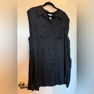 NWT H&M Linen Sleeveless Black Button-Up Shirt in Size XXL